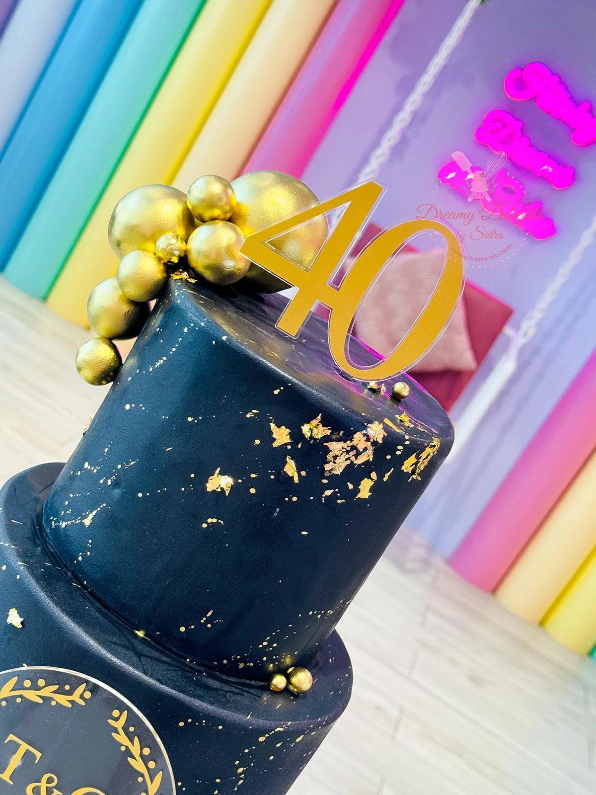 Black and Gold Logo cake