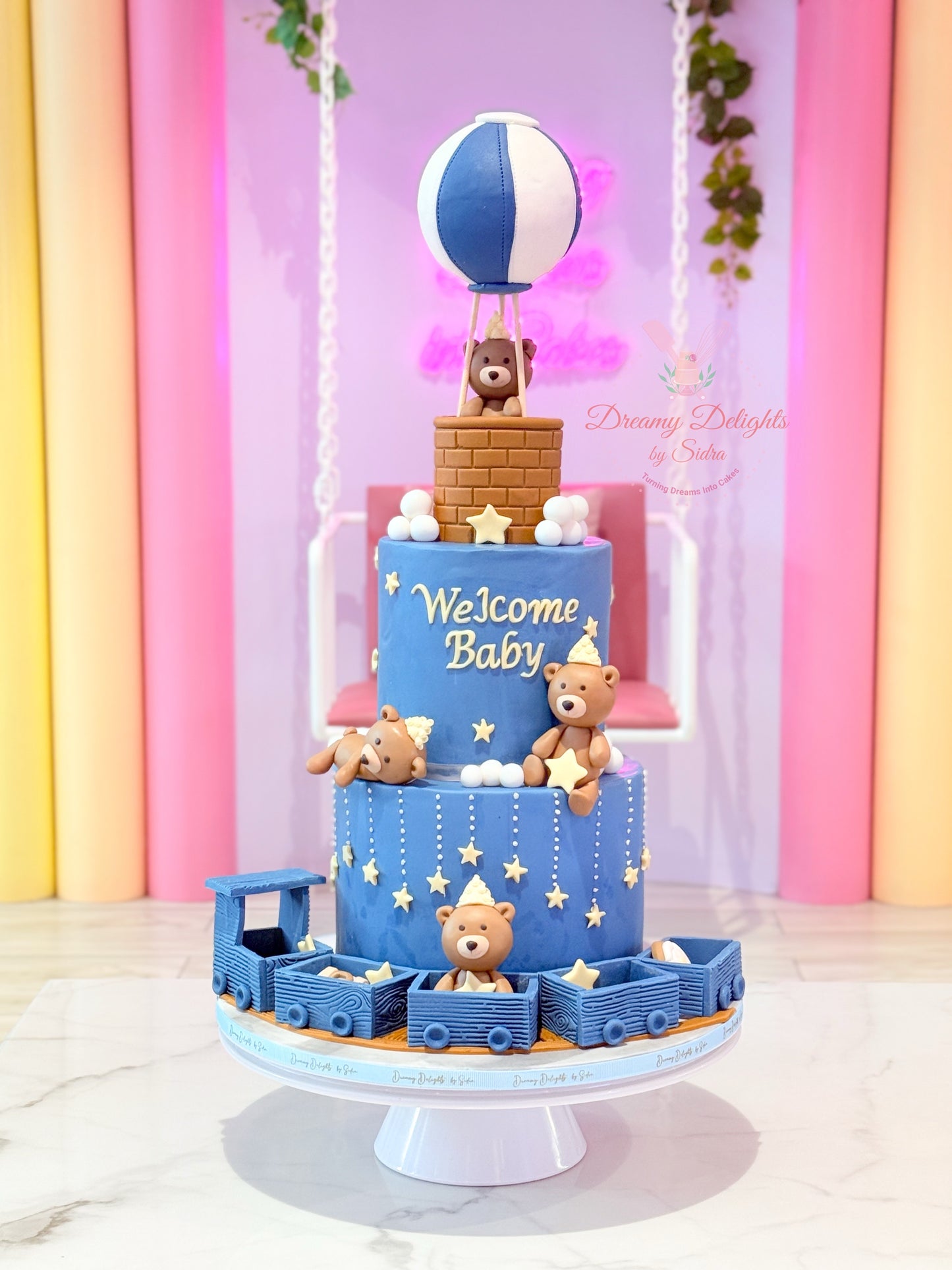 Teddy Bear Welcome Baby Cake