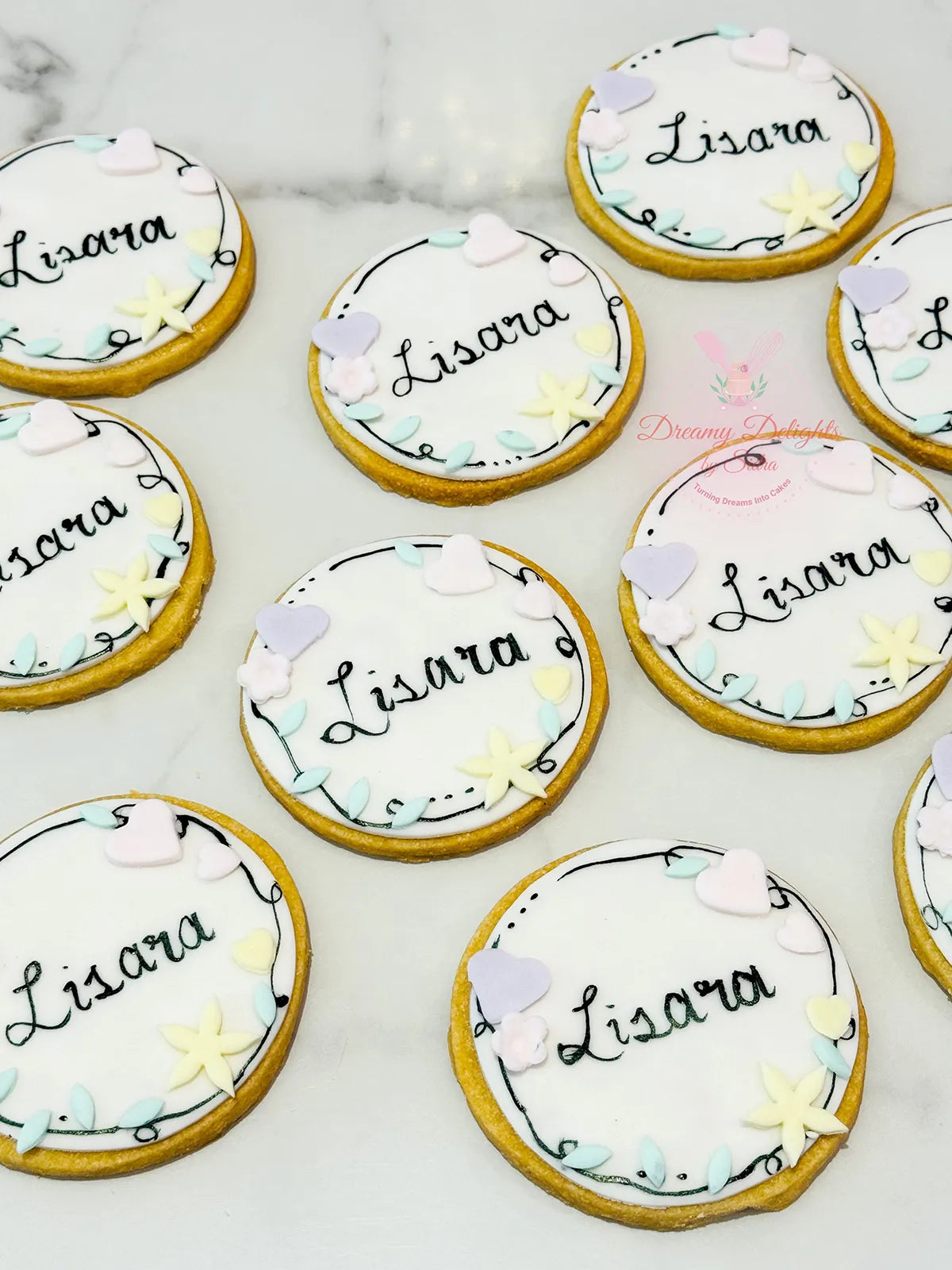 Personalized Name Flower Cookies