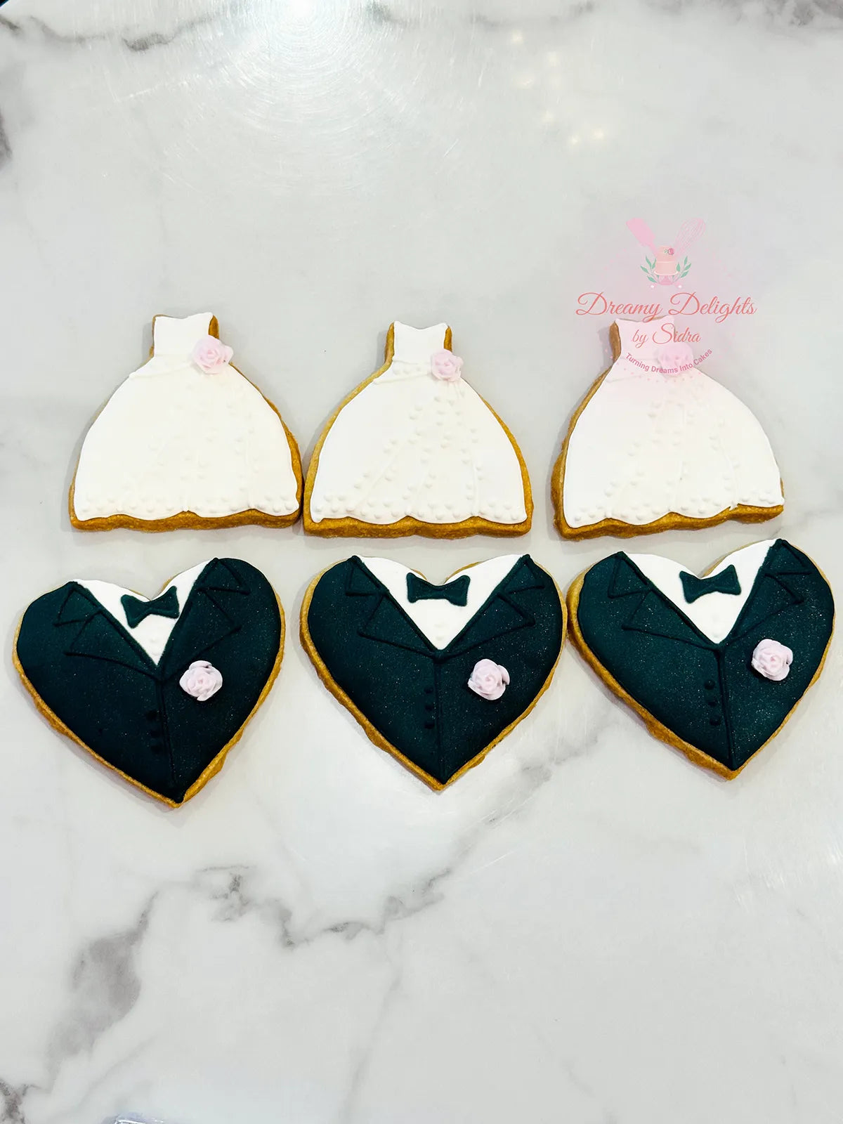Elegant Bride & Groom Cookies for Weddings