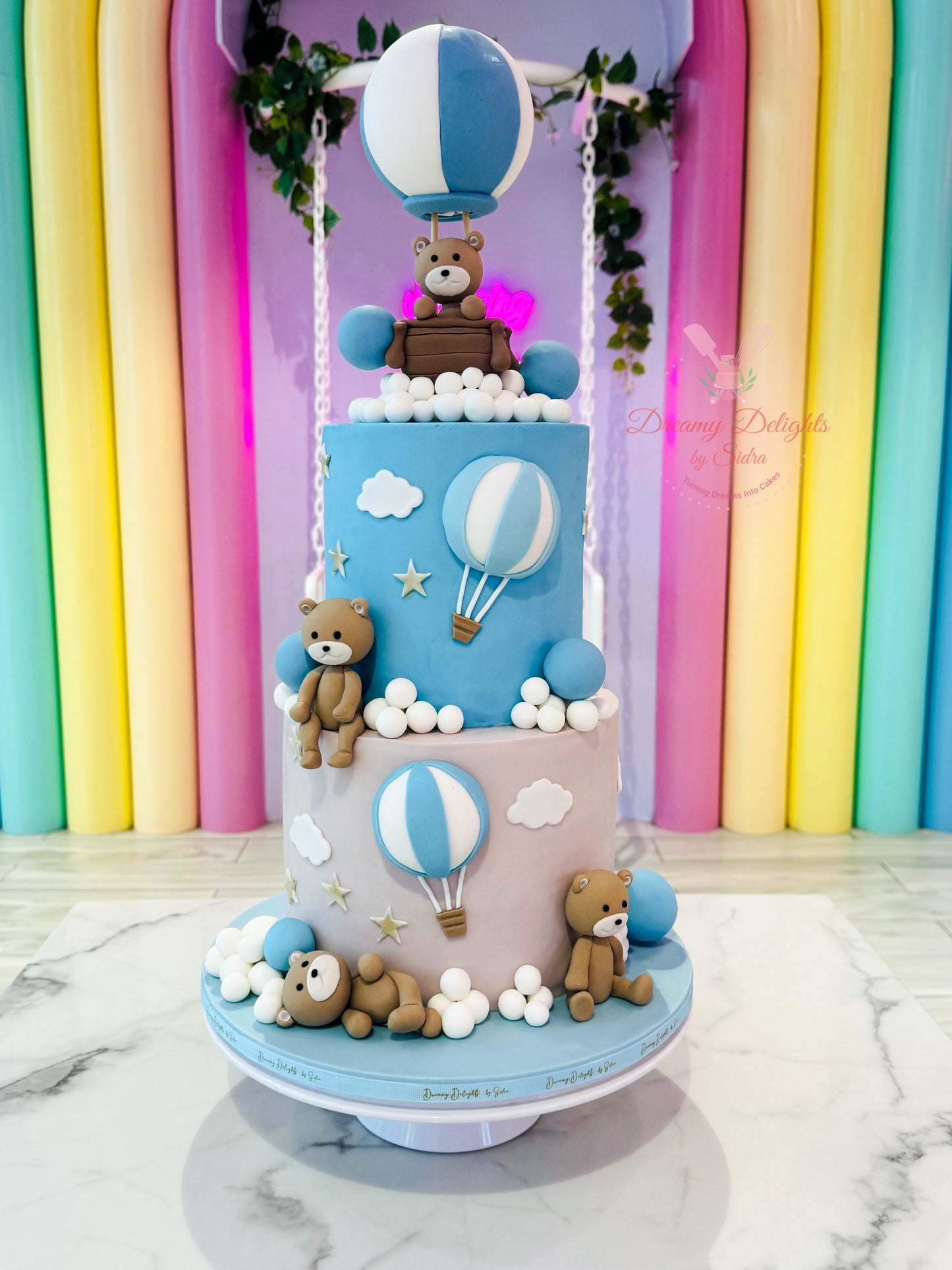 Teddy Balloon Adventure Cake