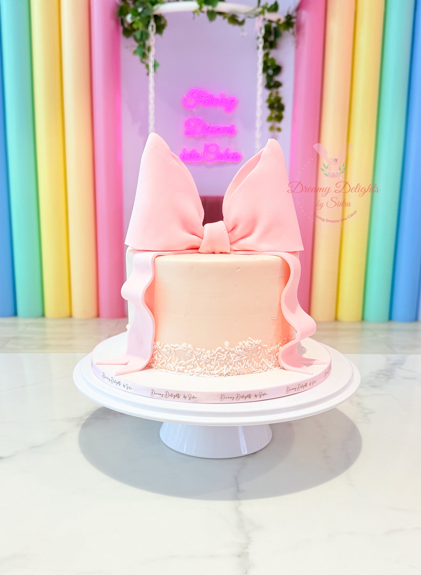 Big Bow Sprinkles Cake