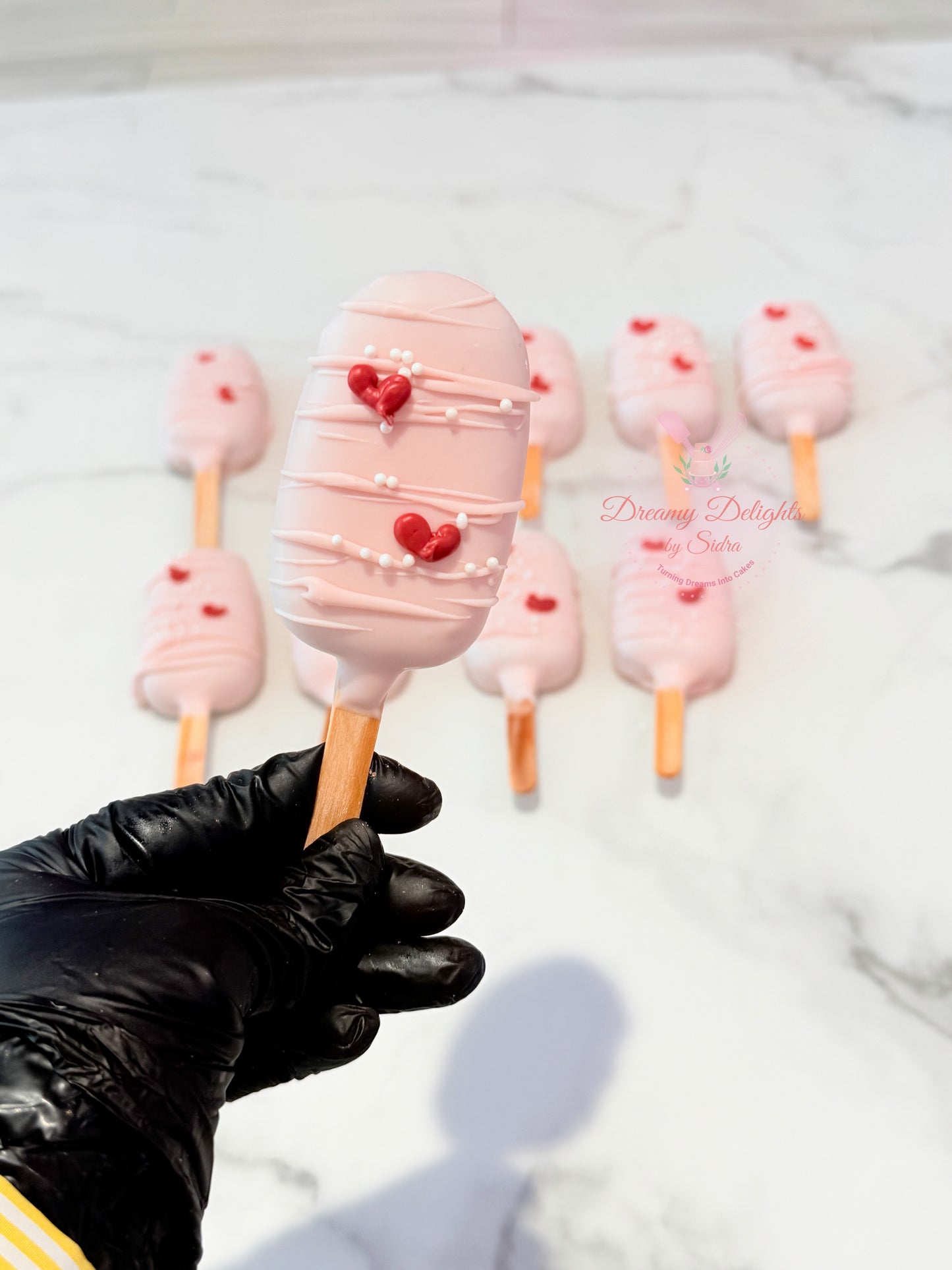 Pink Heart Cakesicles