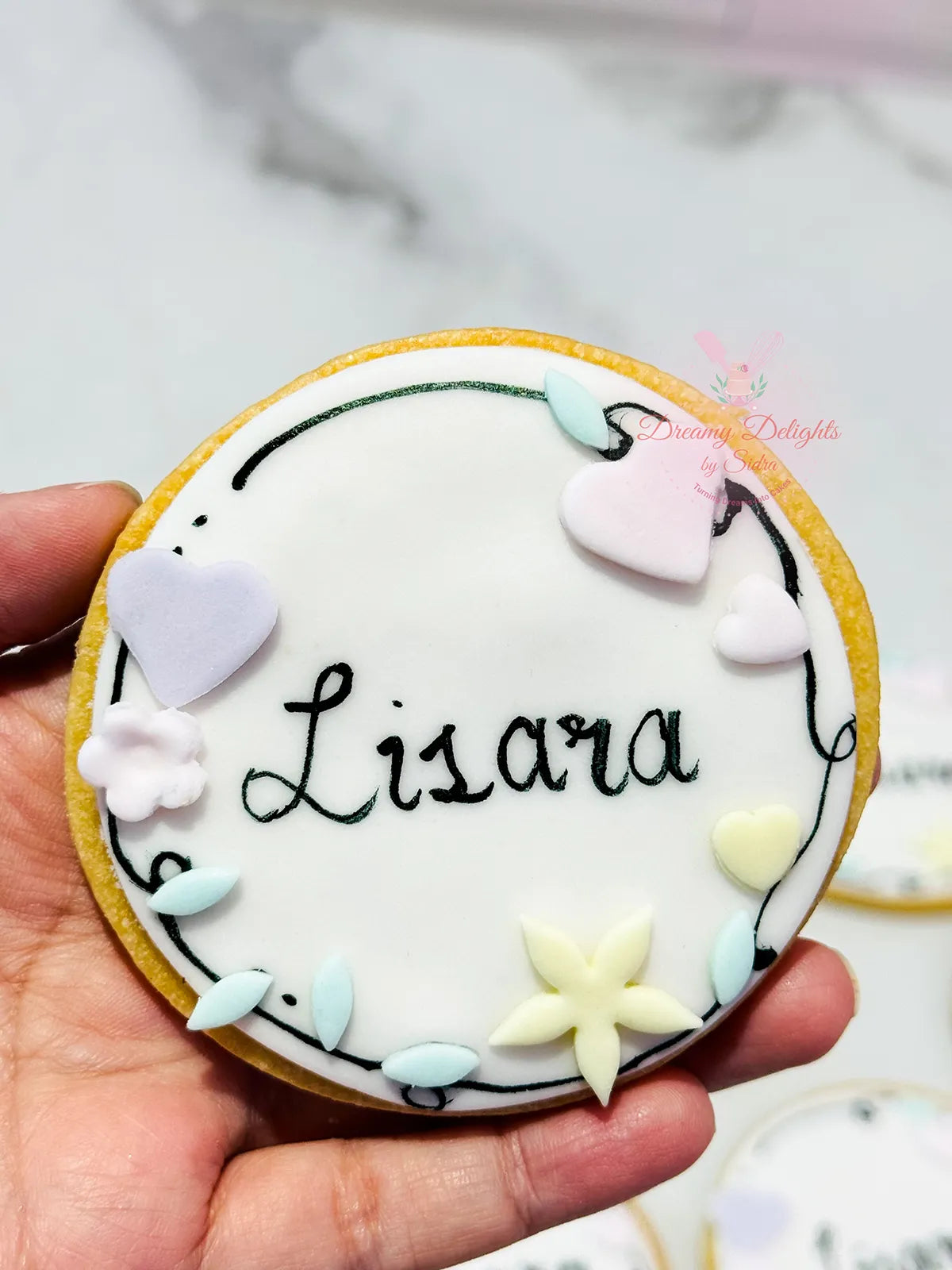 Personalized Name Flower Cookies