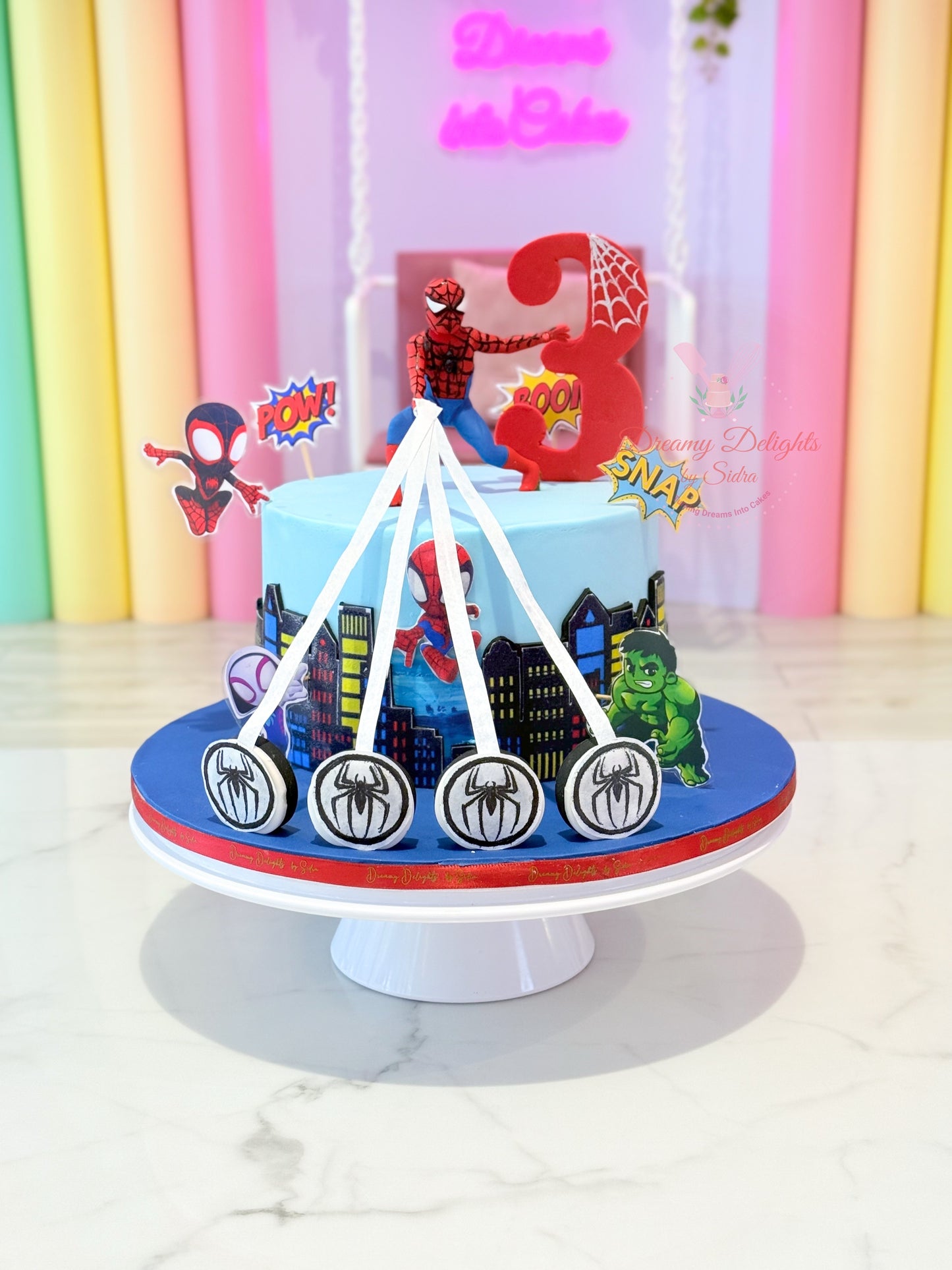 Spider-Man Burning Letters Cake