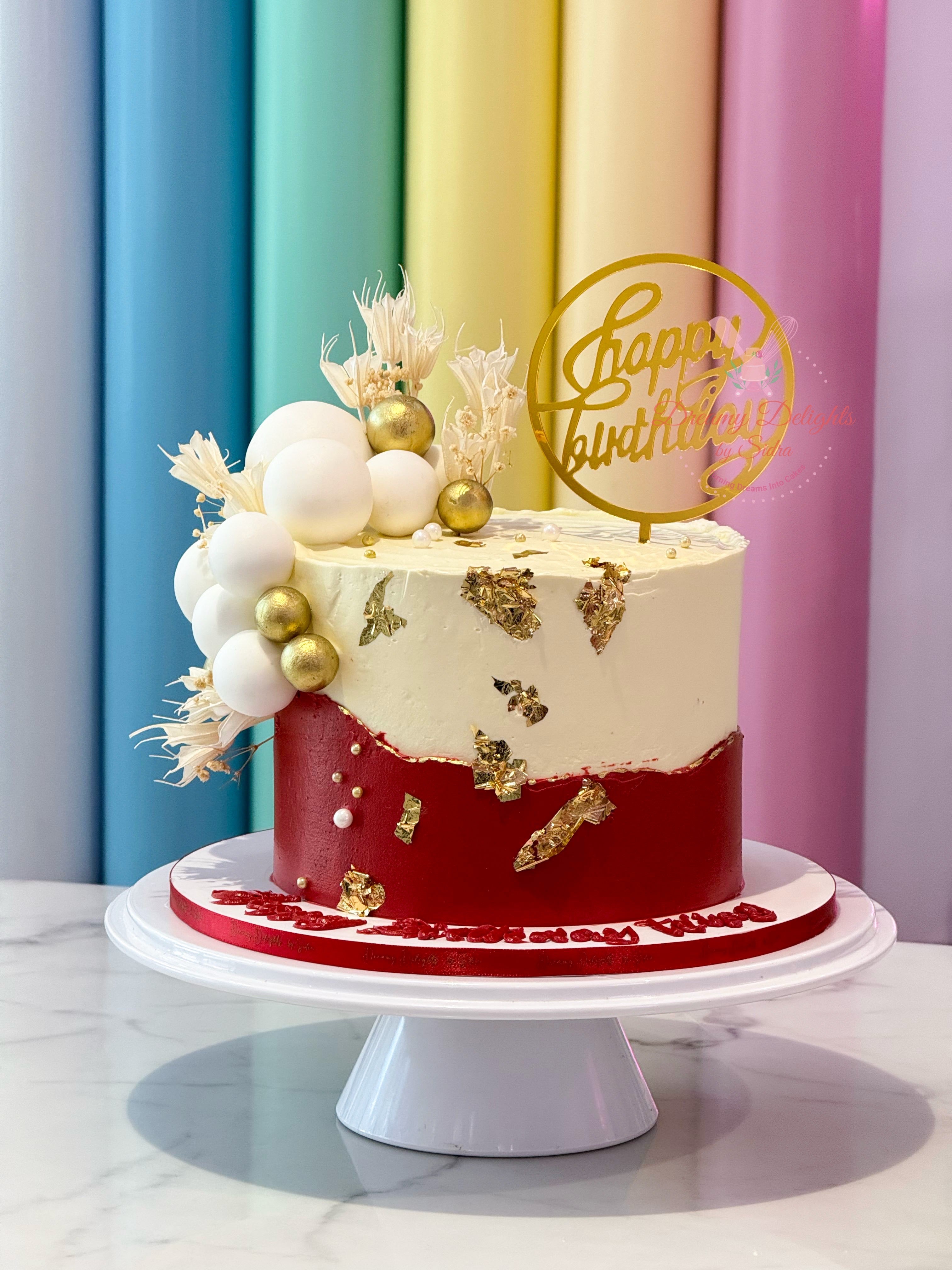 Custom Red White Birthday Cake for Her Fresh Cake Dubai — free download
