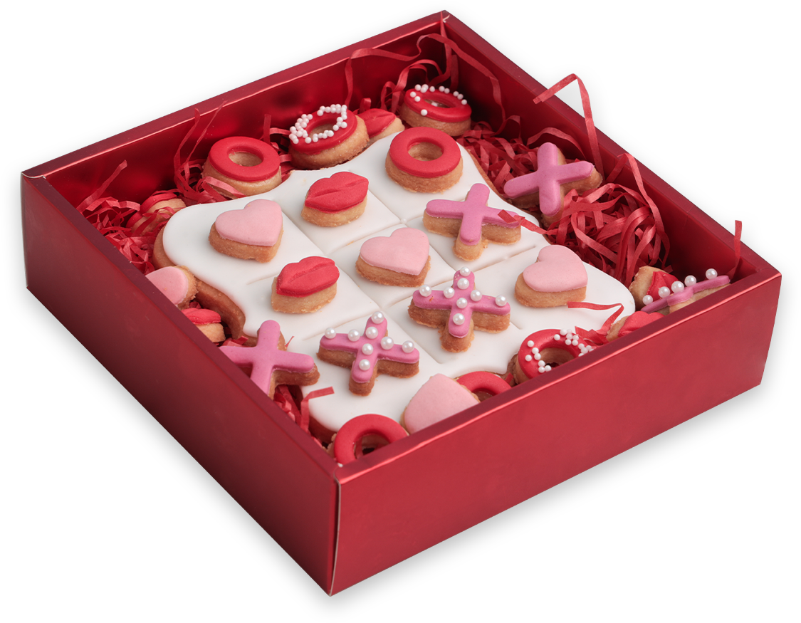 Valentine Tic Tac Toe Cookie box