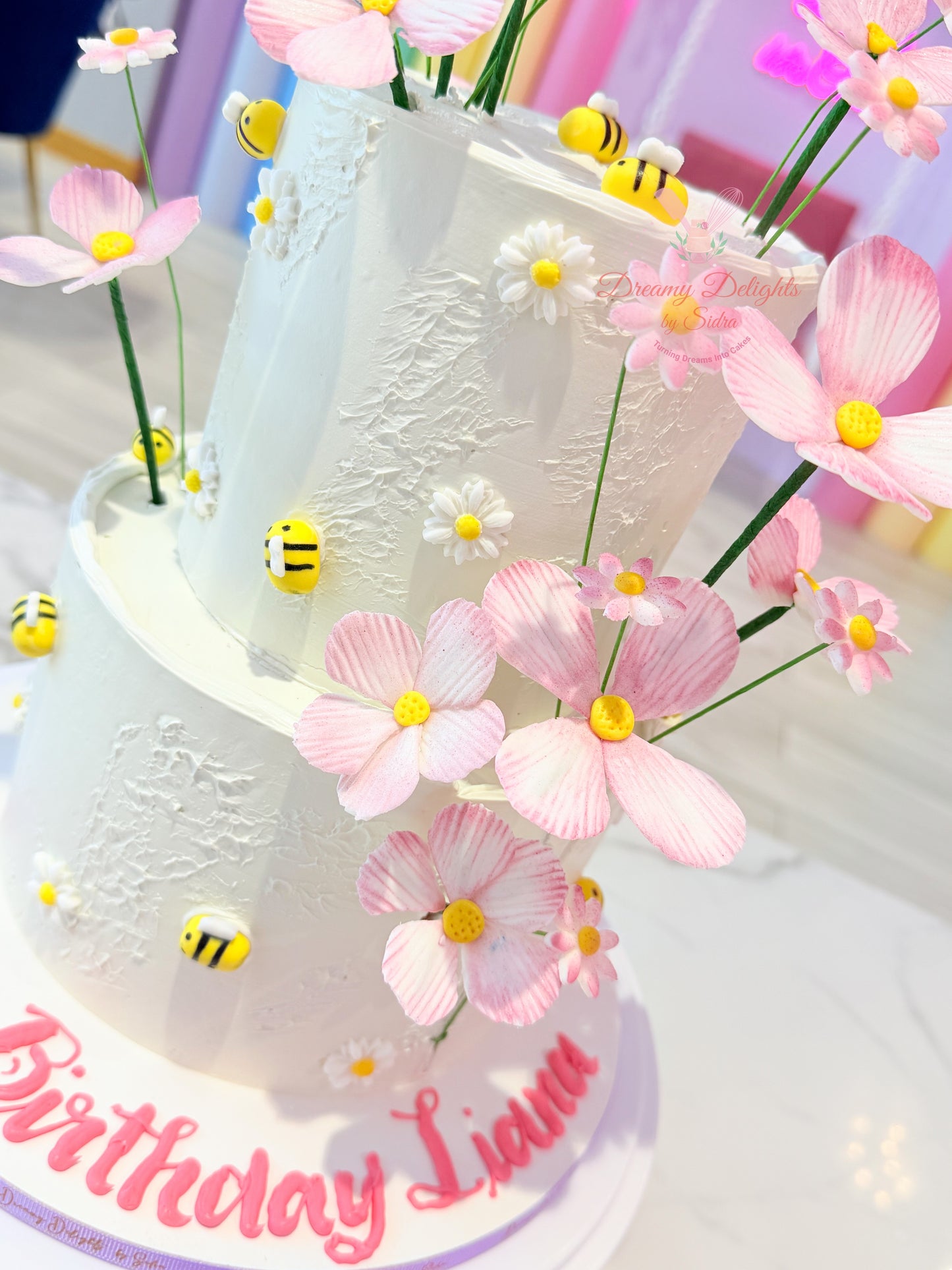 Bees and Flowers Kids Birthday Cake