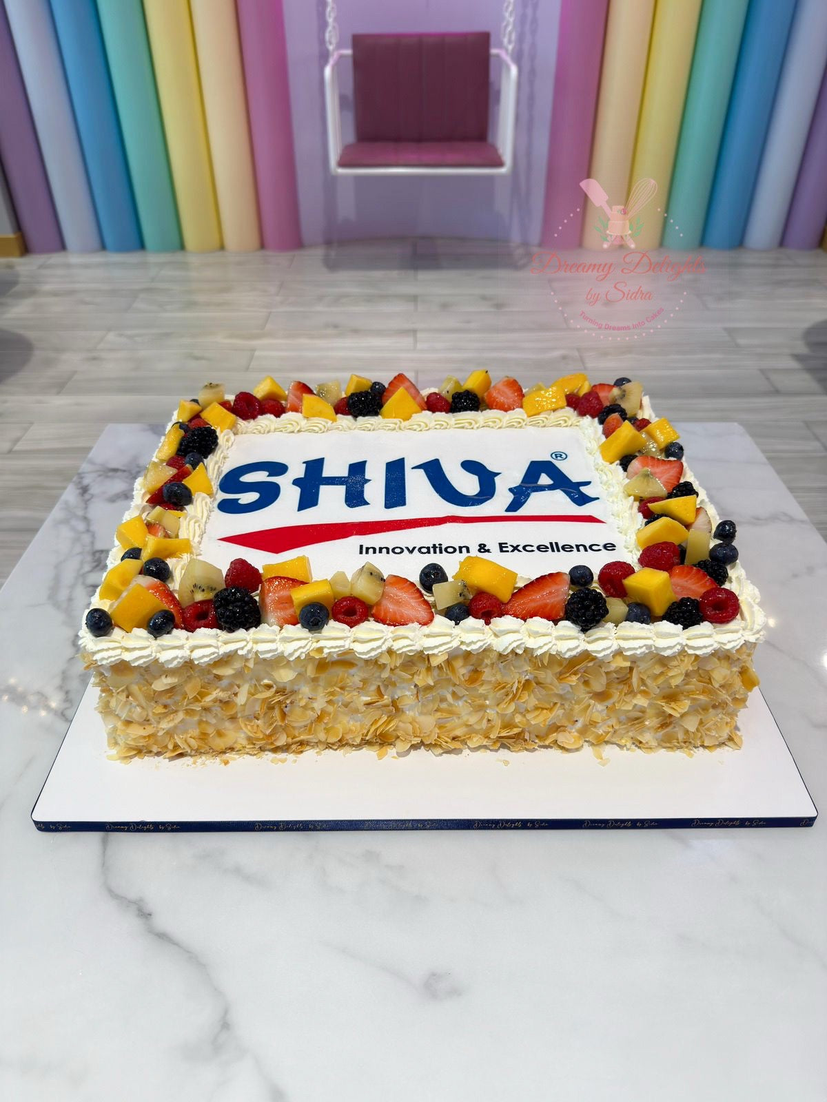 Luxury Logo Cake with Almonds & Fruits