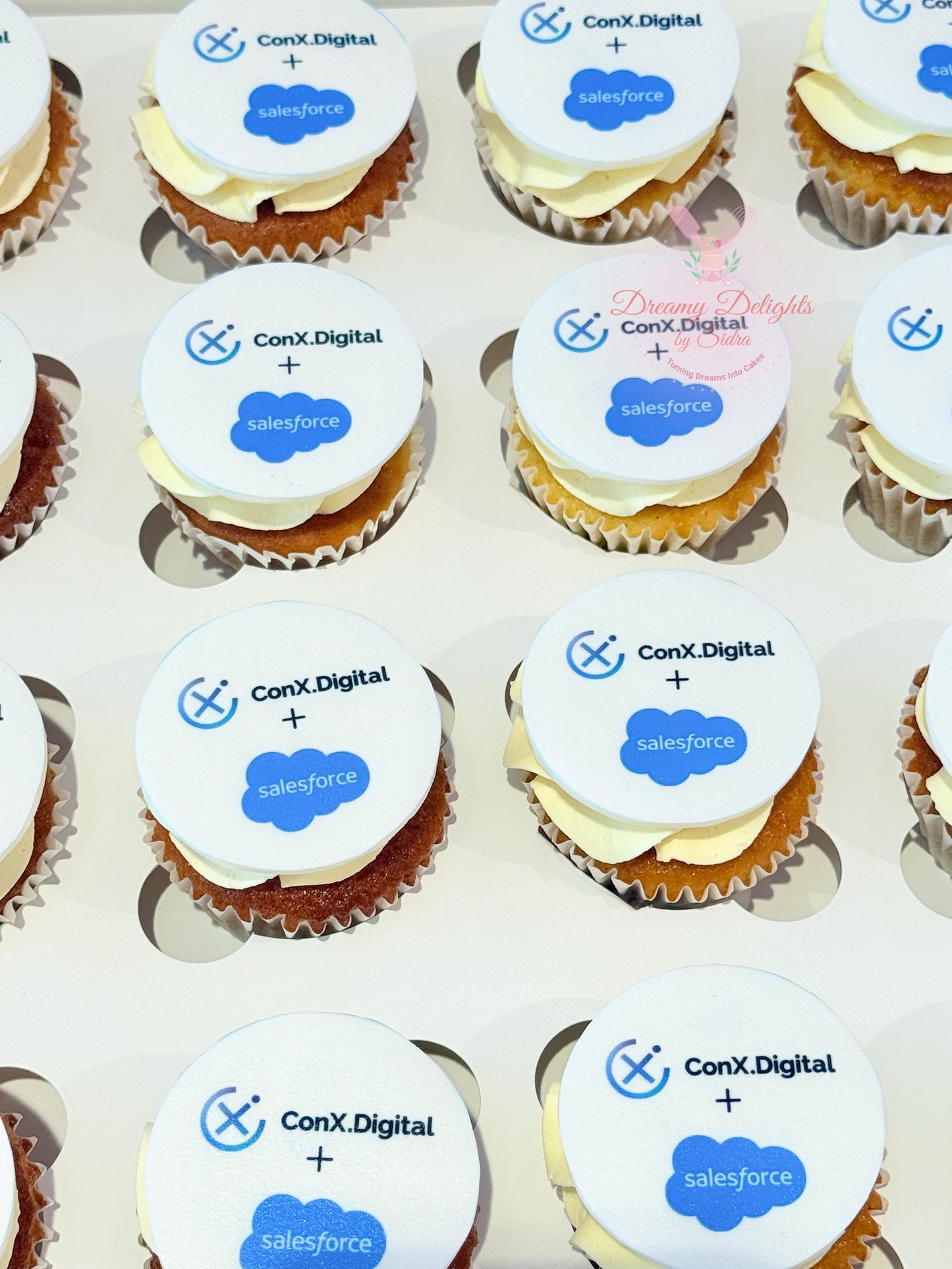 Elegant Corporate Logo Cupcakes