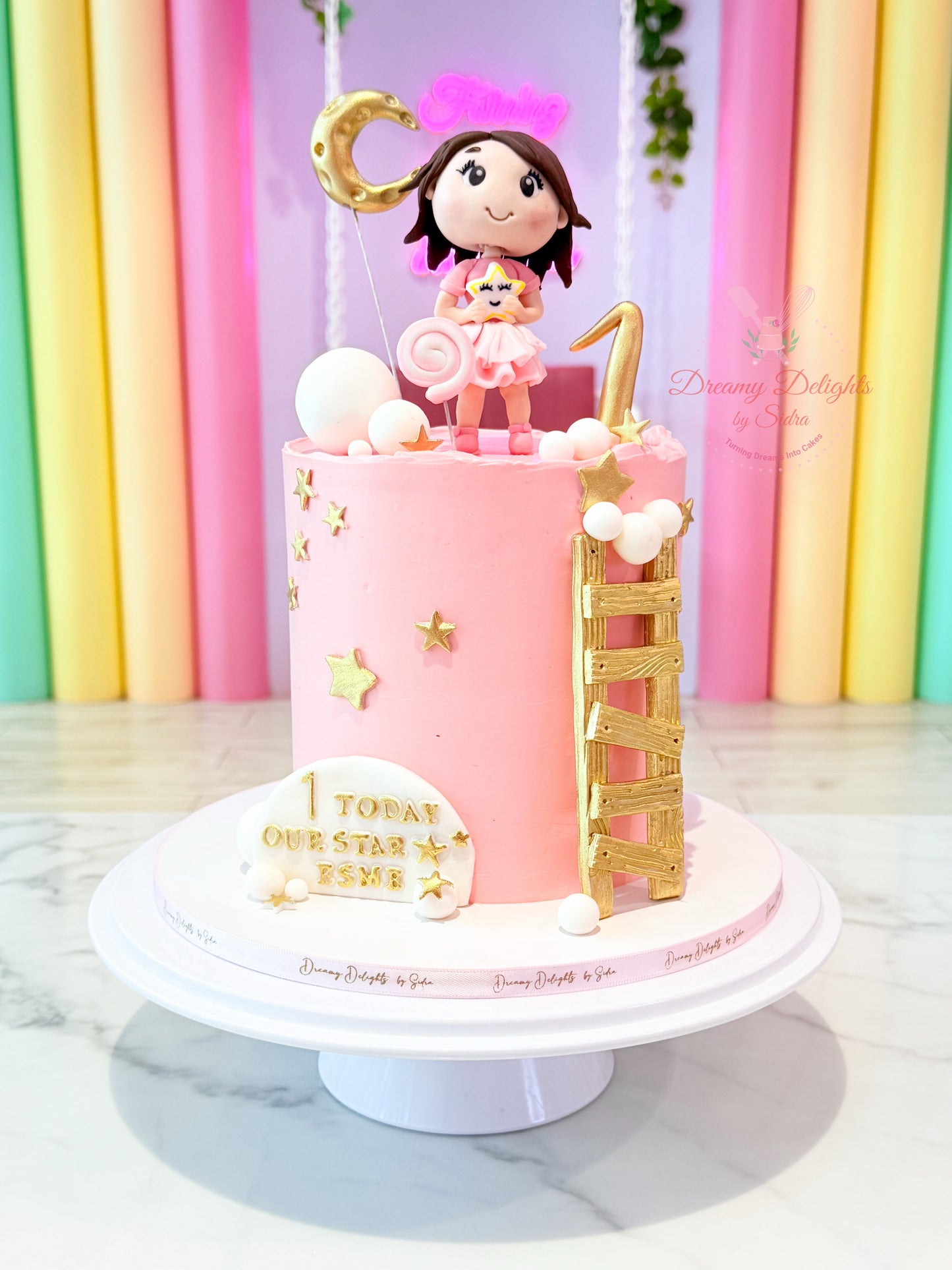 First Birthday Cake for Girls Moon and Star Cake Dubai