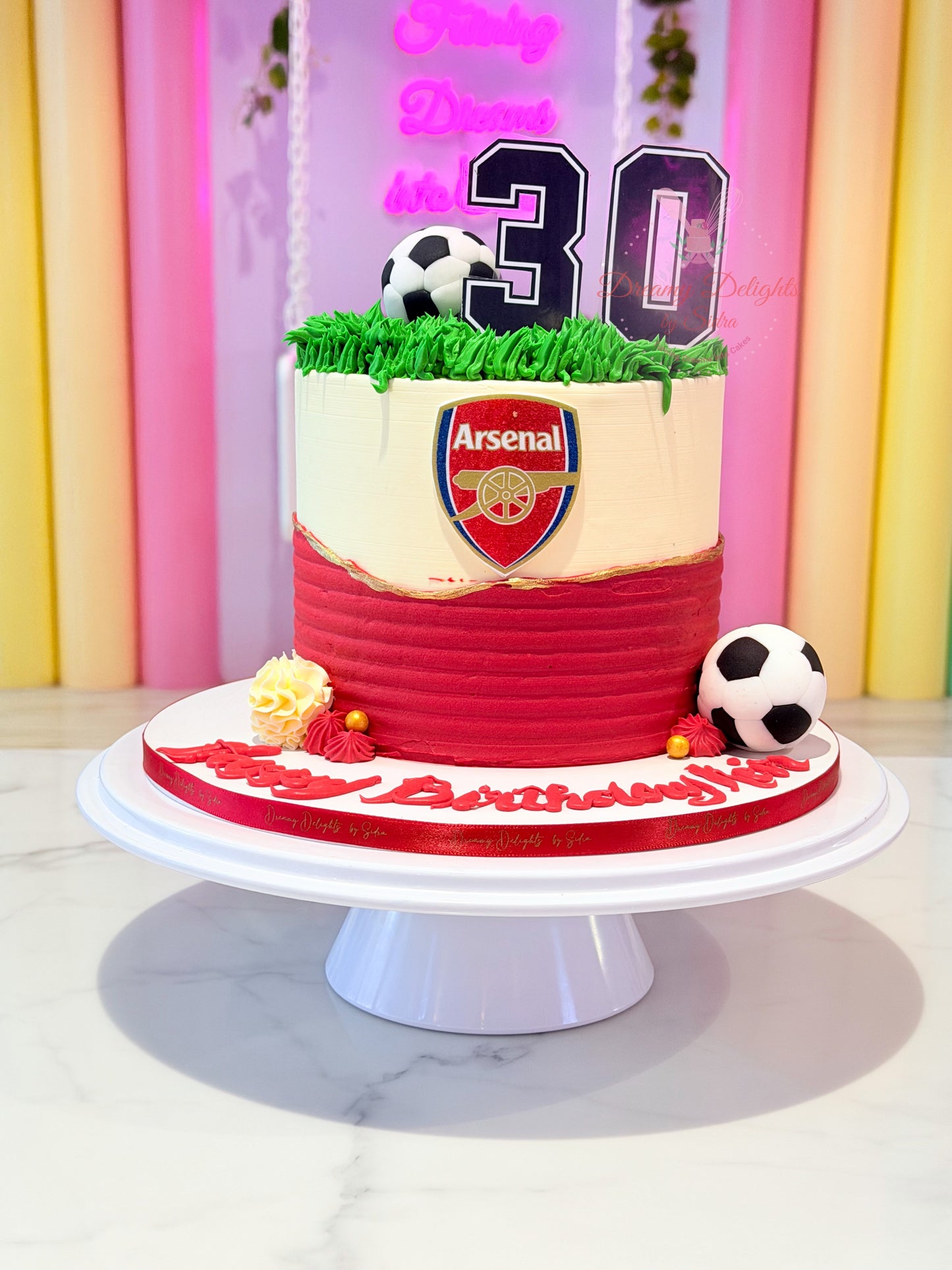 Football birthday cake custom Arsenal theme cake Dubai