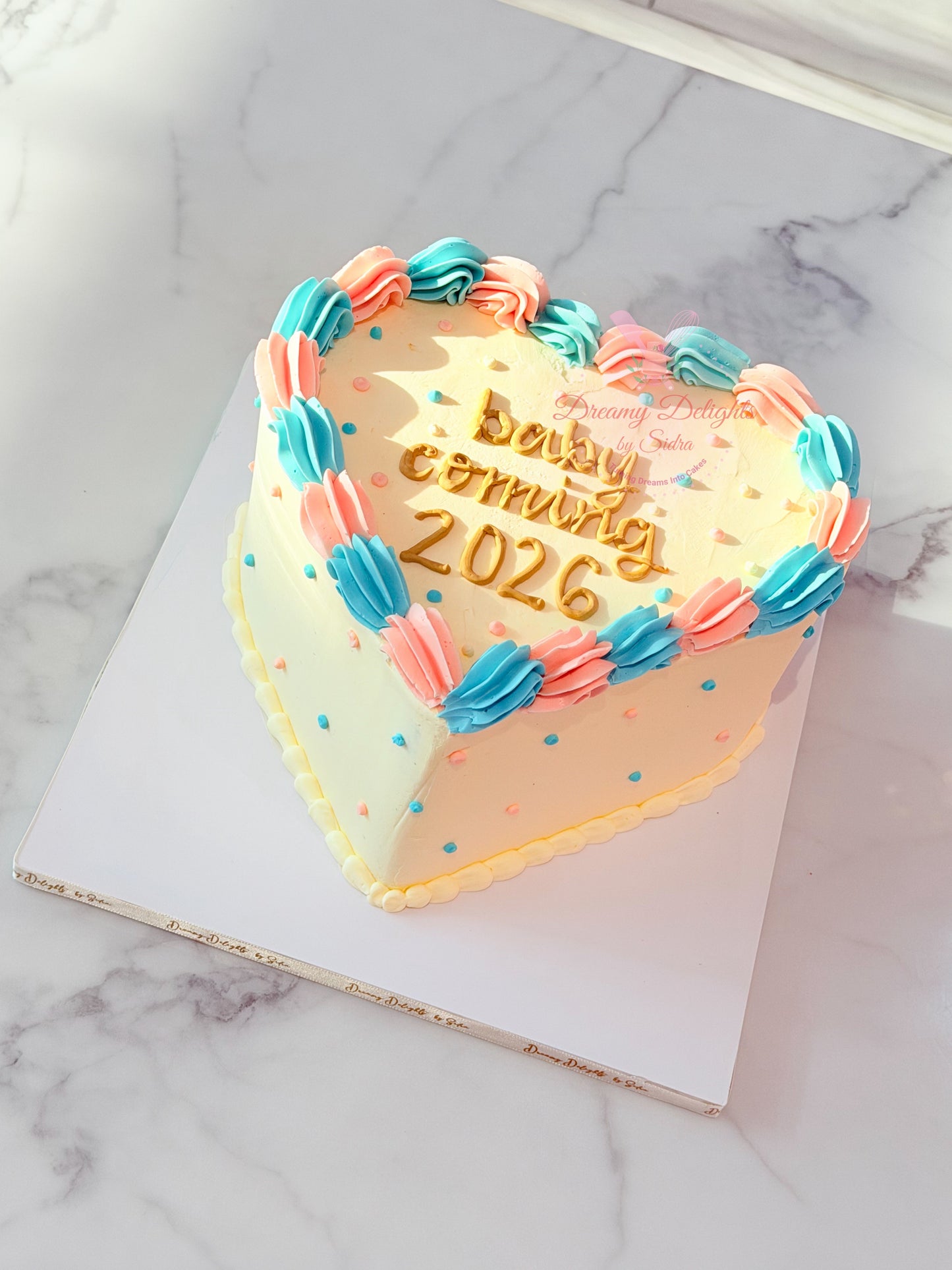 Gender Reveal Vintage Heart Cake