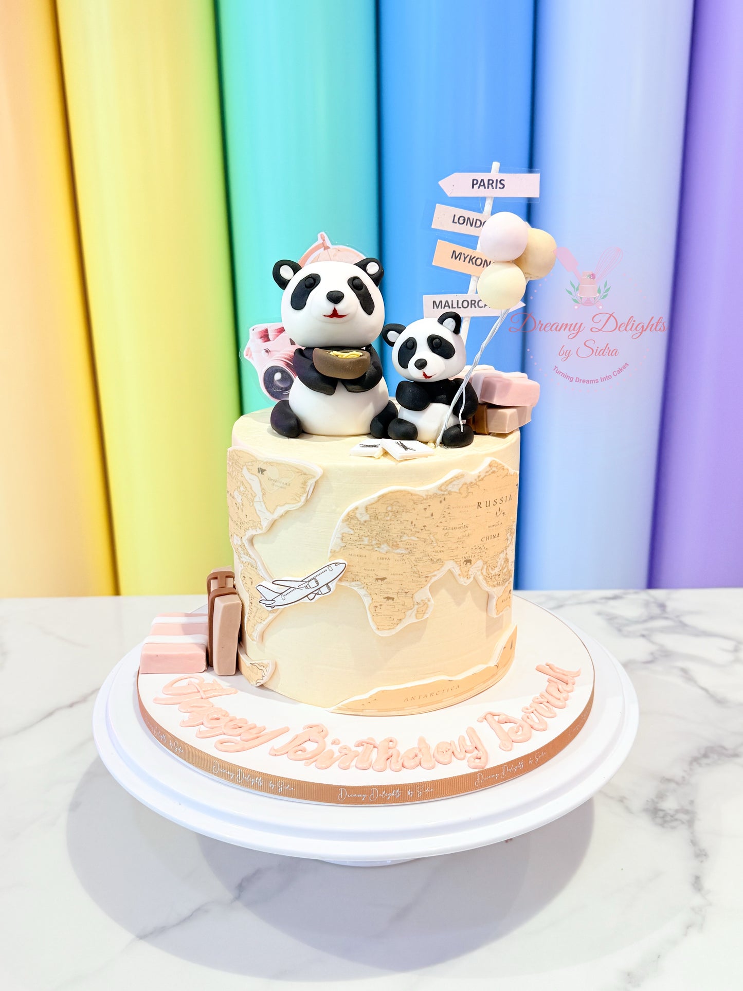 Luxury Panda Travel Birthday Cake