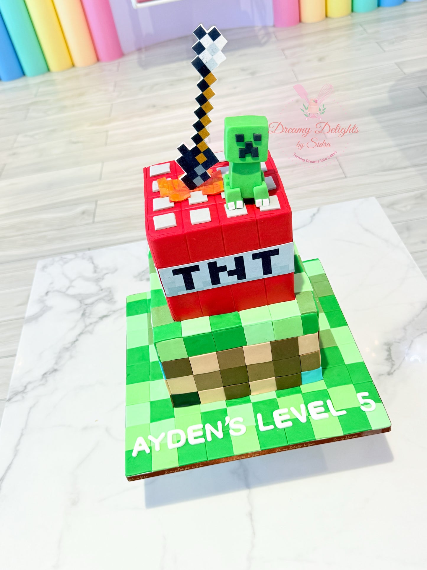 Minecraft Themed Birthday Cake