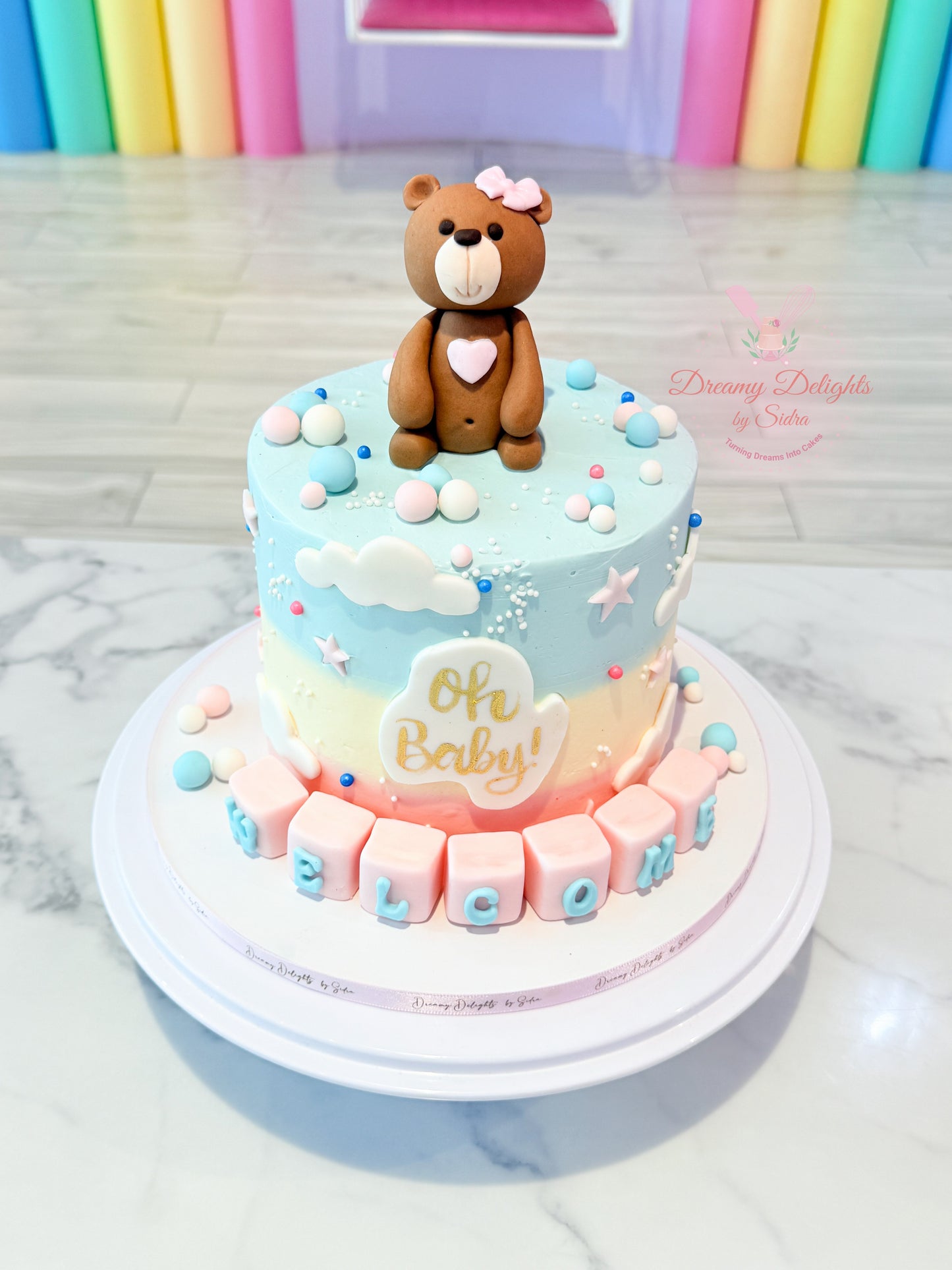 Oh Baby Boy or Girl Teddy Cake