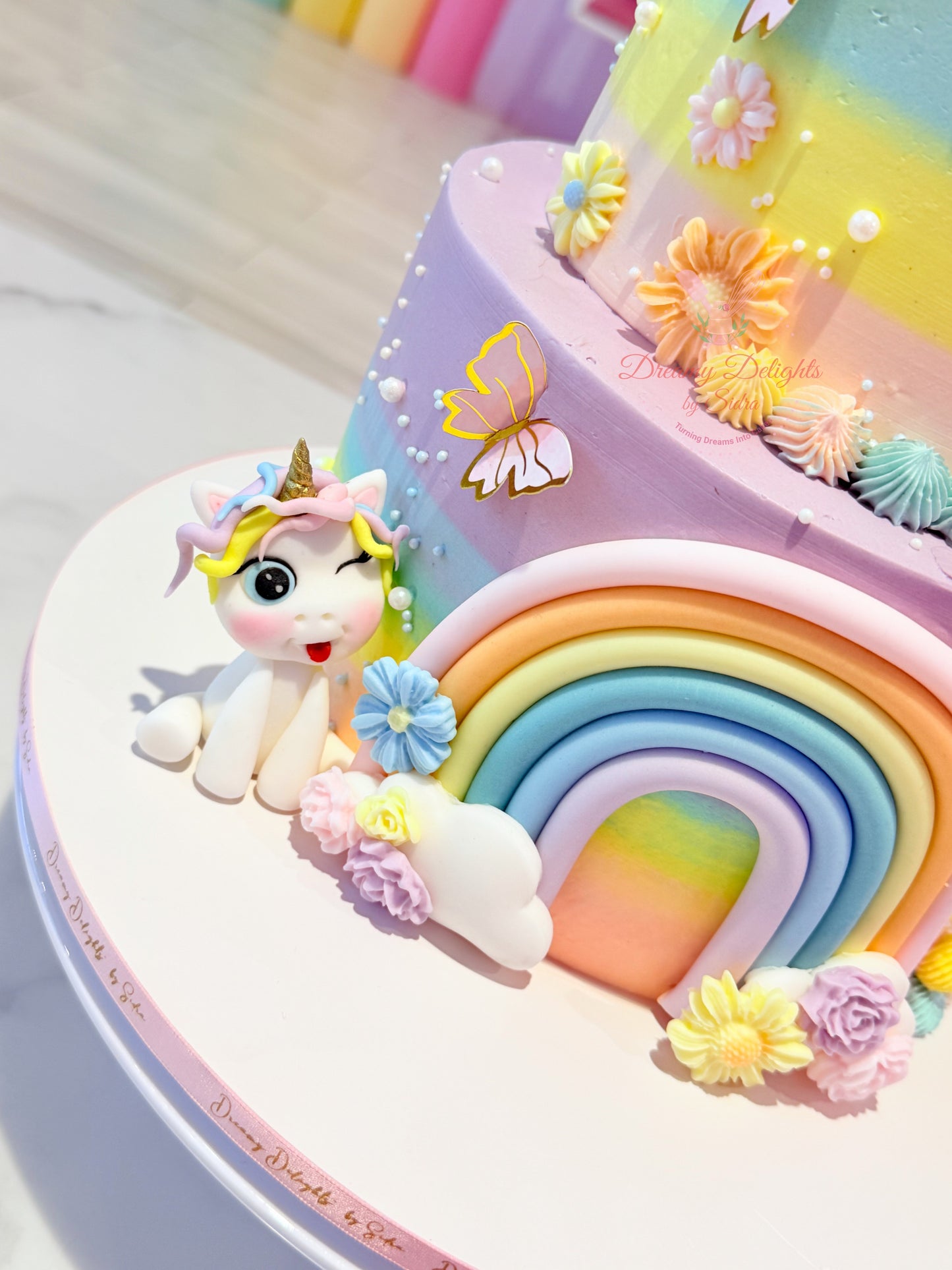 Personalized Unicorn Rainbow Cake