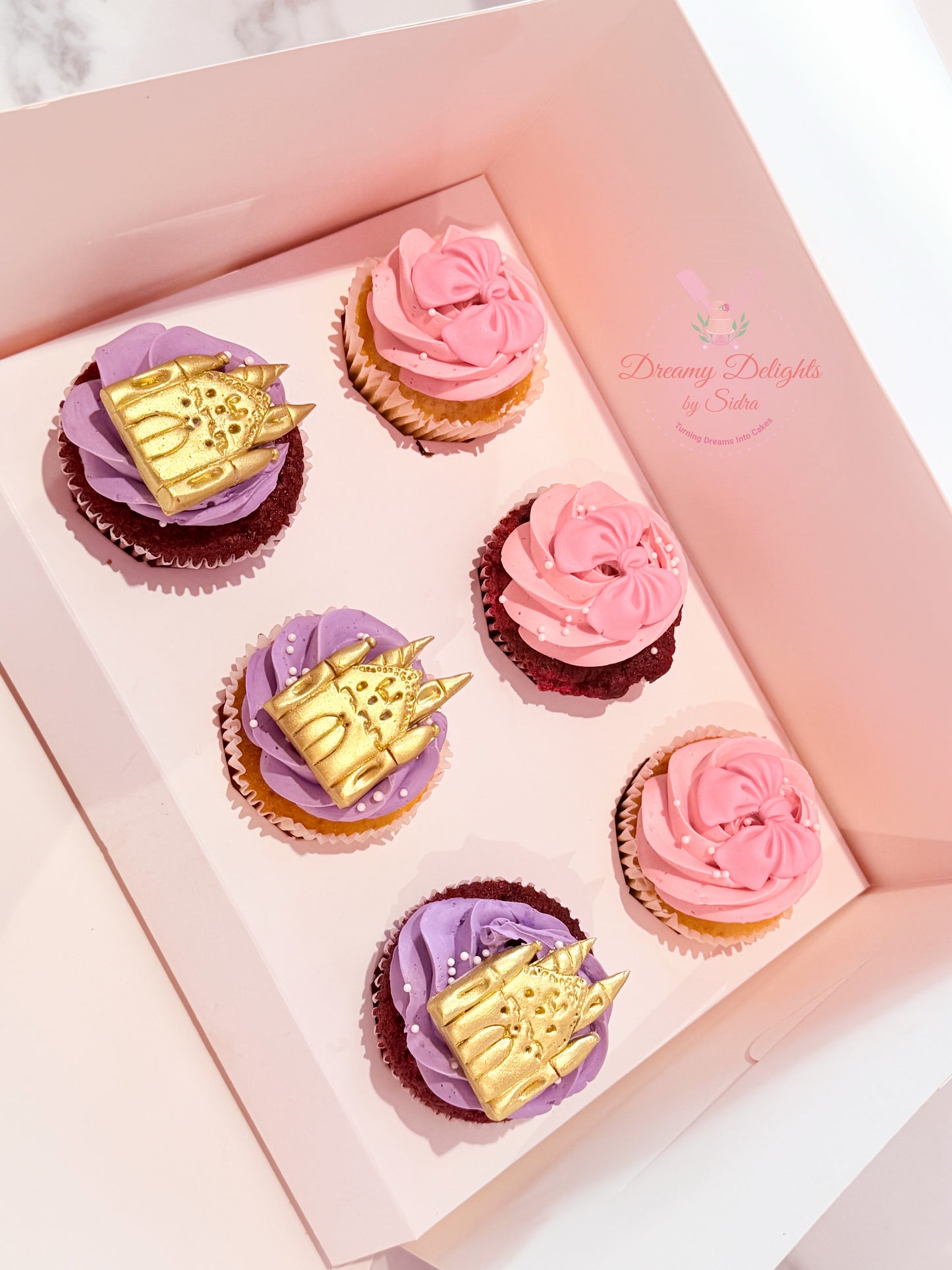 Princess Castle & Bow Cupcakes