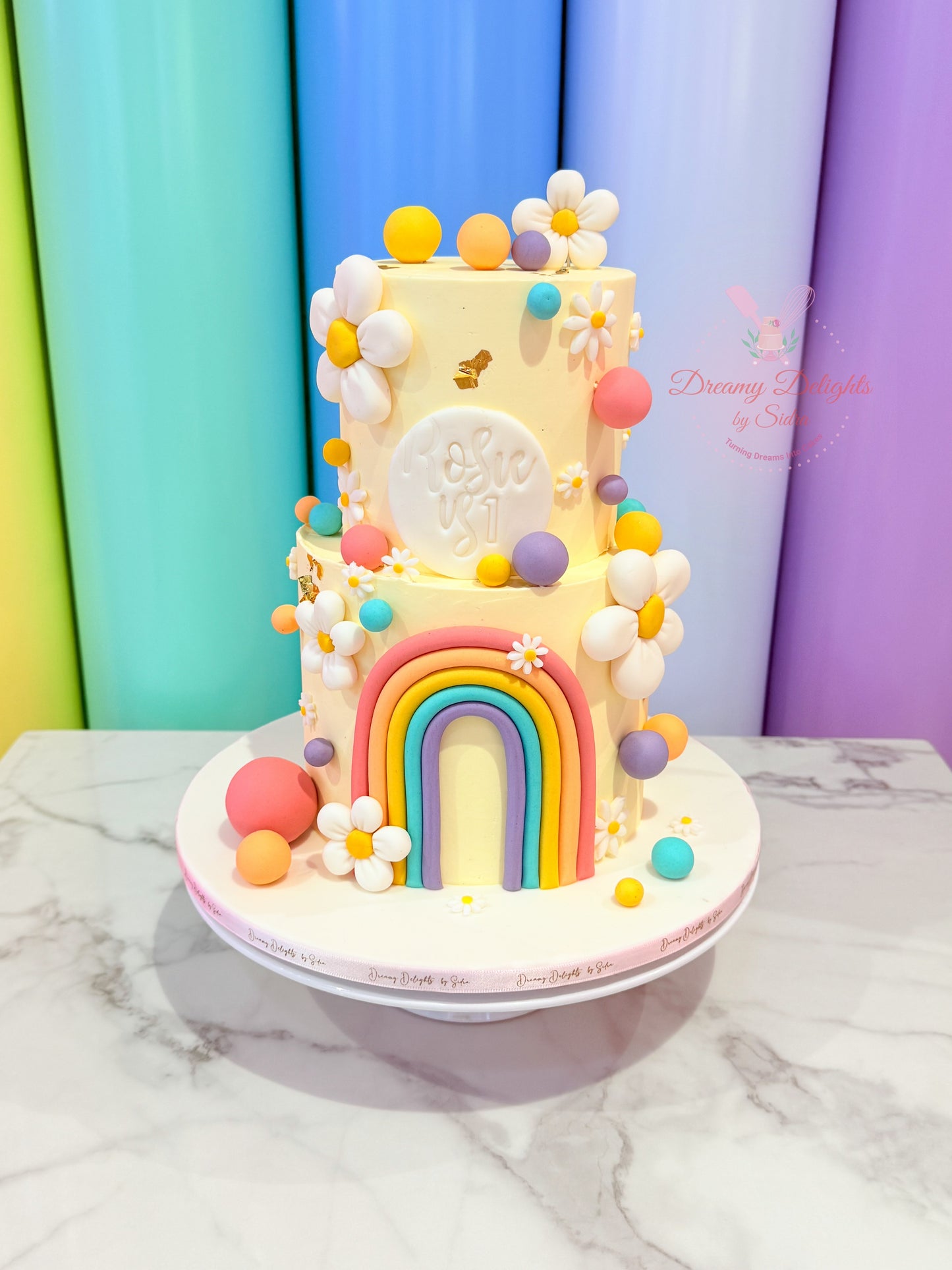 Rainbows and Daisies Cake | Best Kids Birthday Cake Dubai