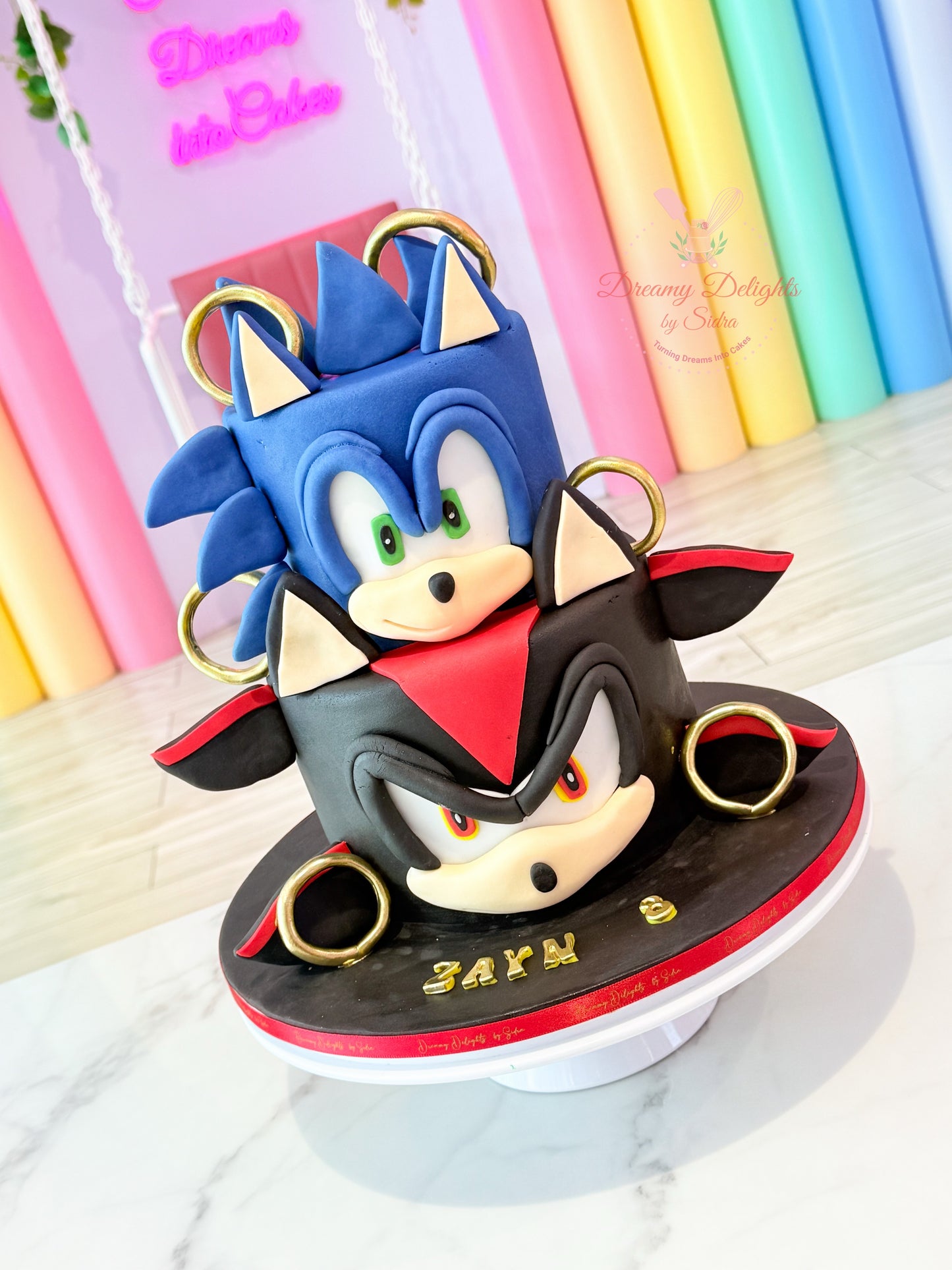 Sonic and Shadow the Hedgehog Cake