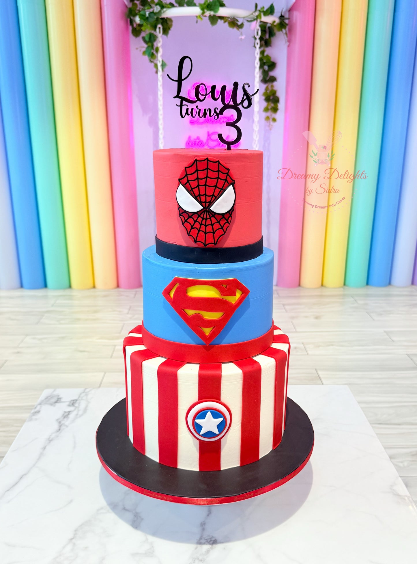 Personalized Superhero Birthday Cake