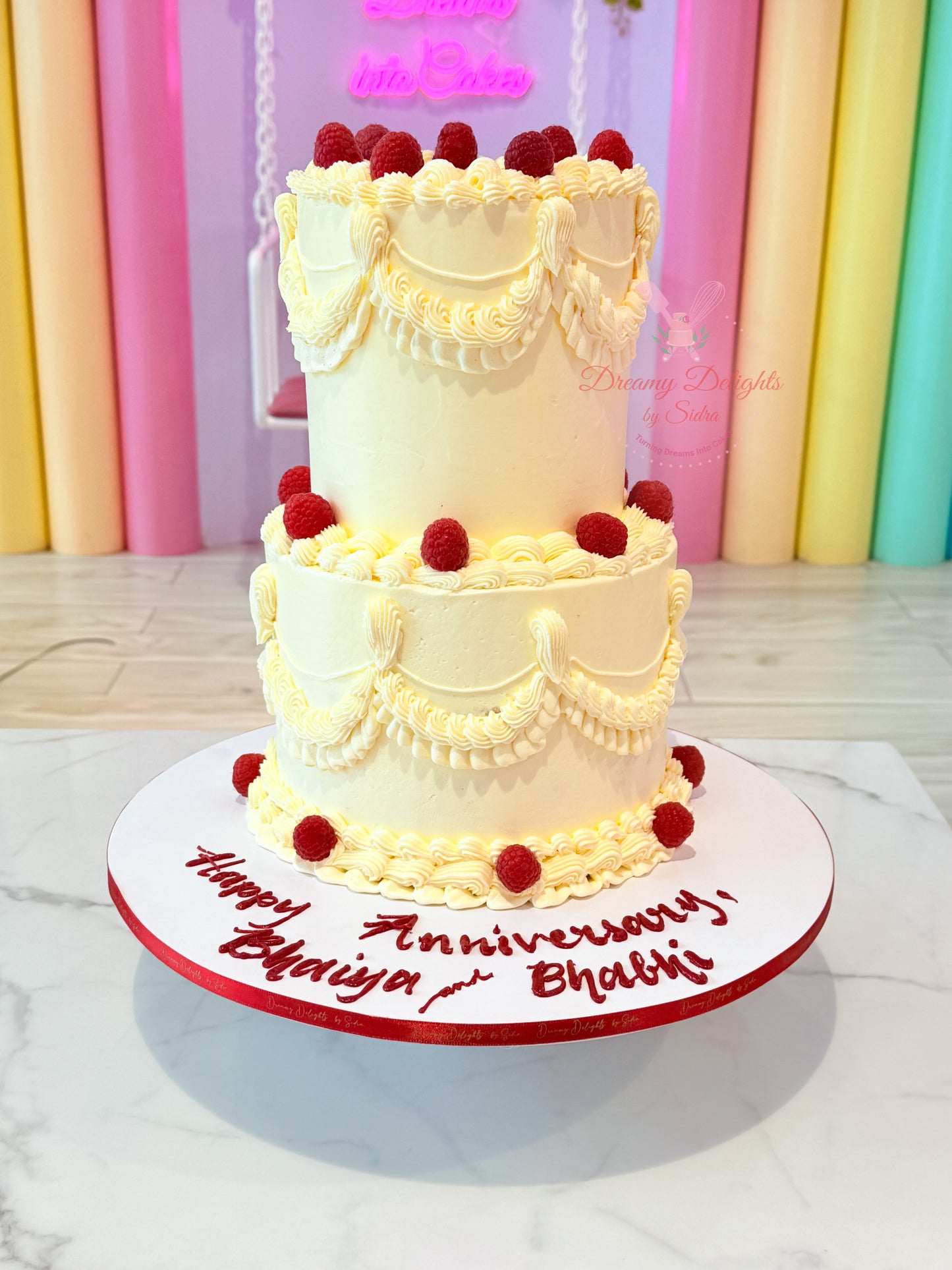 Vintage Raspberry Anniversary Cake