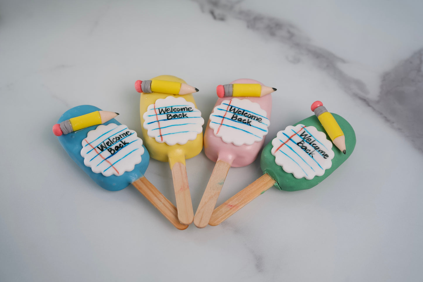 Welcome Back pencil cakesicles for kids and back-to-school celebrations