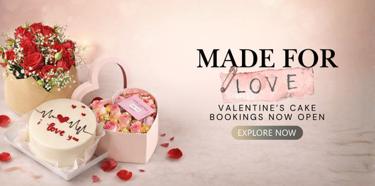Beautiful Valentine's Day cake collection 2026 featuring romantic heart-shaped cakes, pink buttercream designs, love-themed desserts, and Valentine gift bundles from Dreamy Delights by Sidra Dubai
