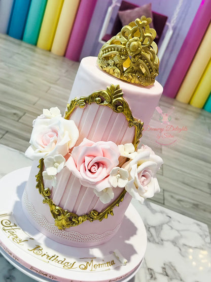 Crown and Flowers Cake