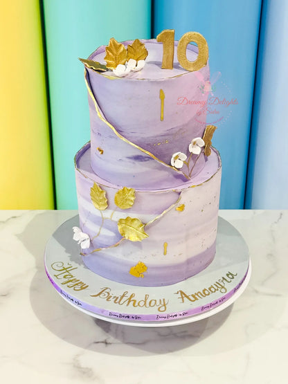 Purple Marble Cake With Flower