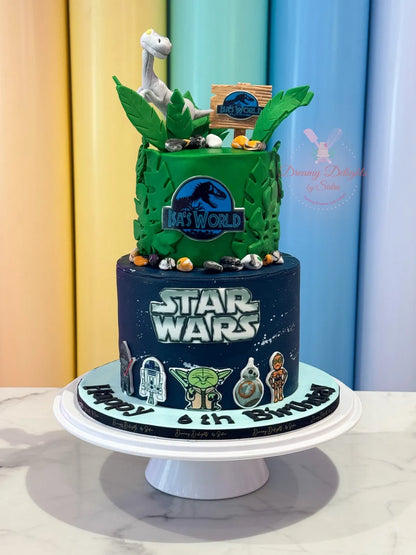 Jurassic Park and Star Wars Cake