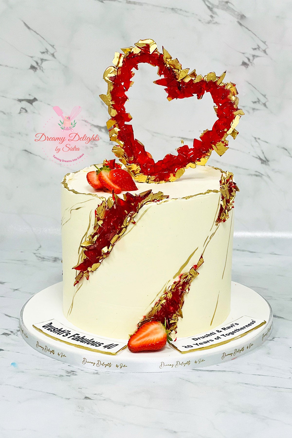 Crystal Heart Anniversary Cake