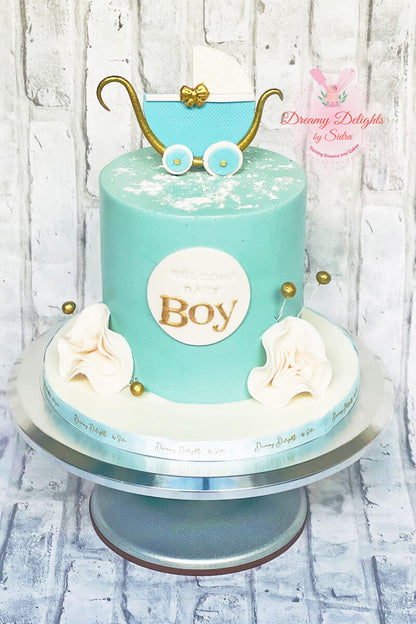 Pram Baby Boy Cake