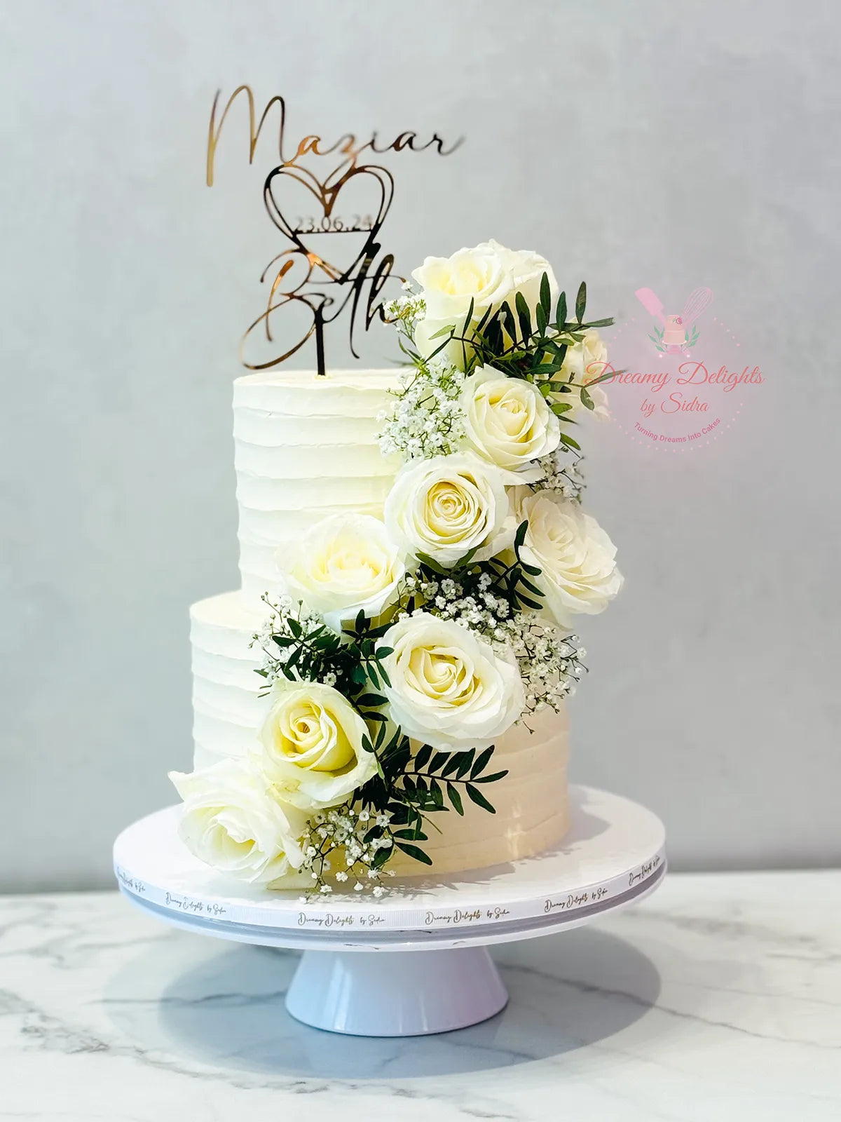 White Rose Wedding Cake