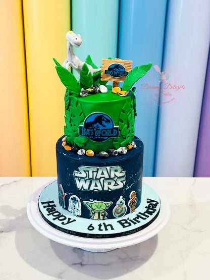 Jurassic Park and Star Wars Cake