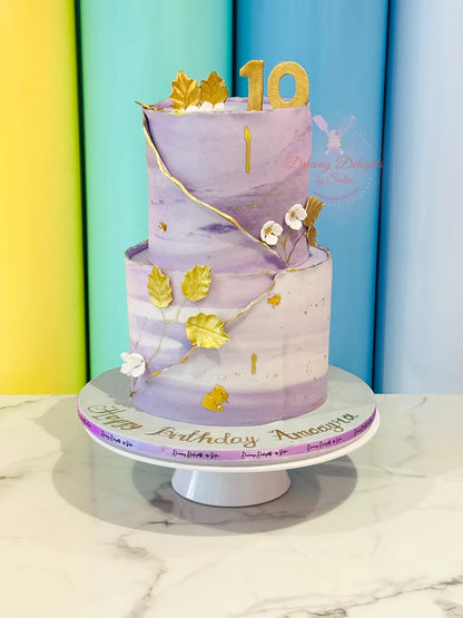 Purple Marble Cake With Flower