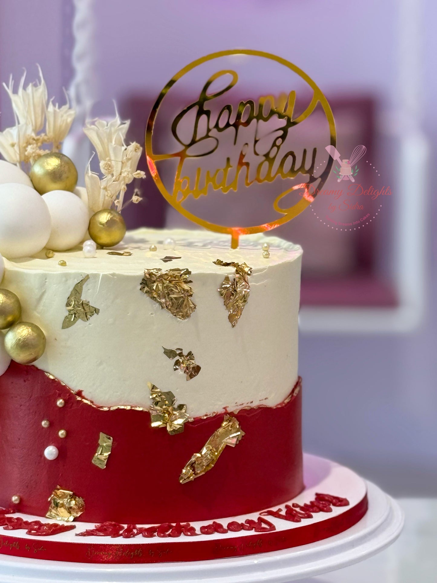 Red and White Birthday Cake
