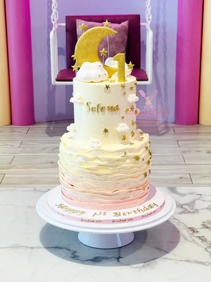 Star & Moon 1st Birthday Cake