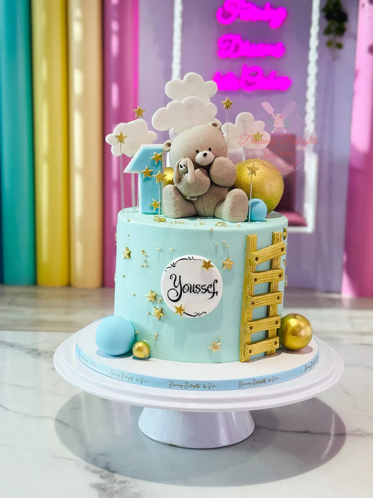 Teddy Holding Bunny Cake