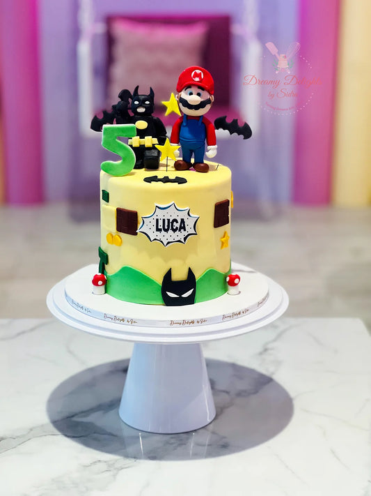 Super Mario & Batman Cake