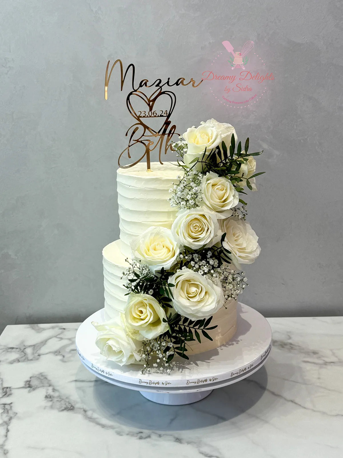 White Rose Wedding Cake