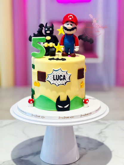 Super Mario & Batman Cake