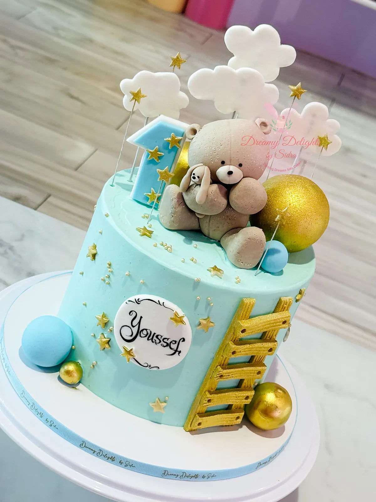 Teddy Holding Bunny Cake