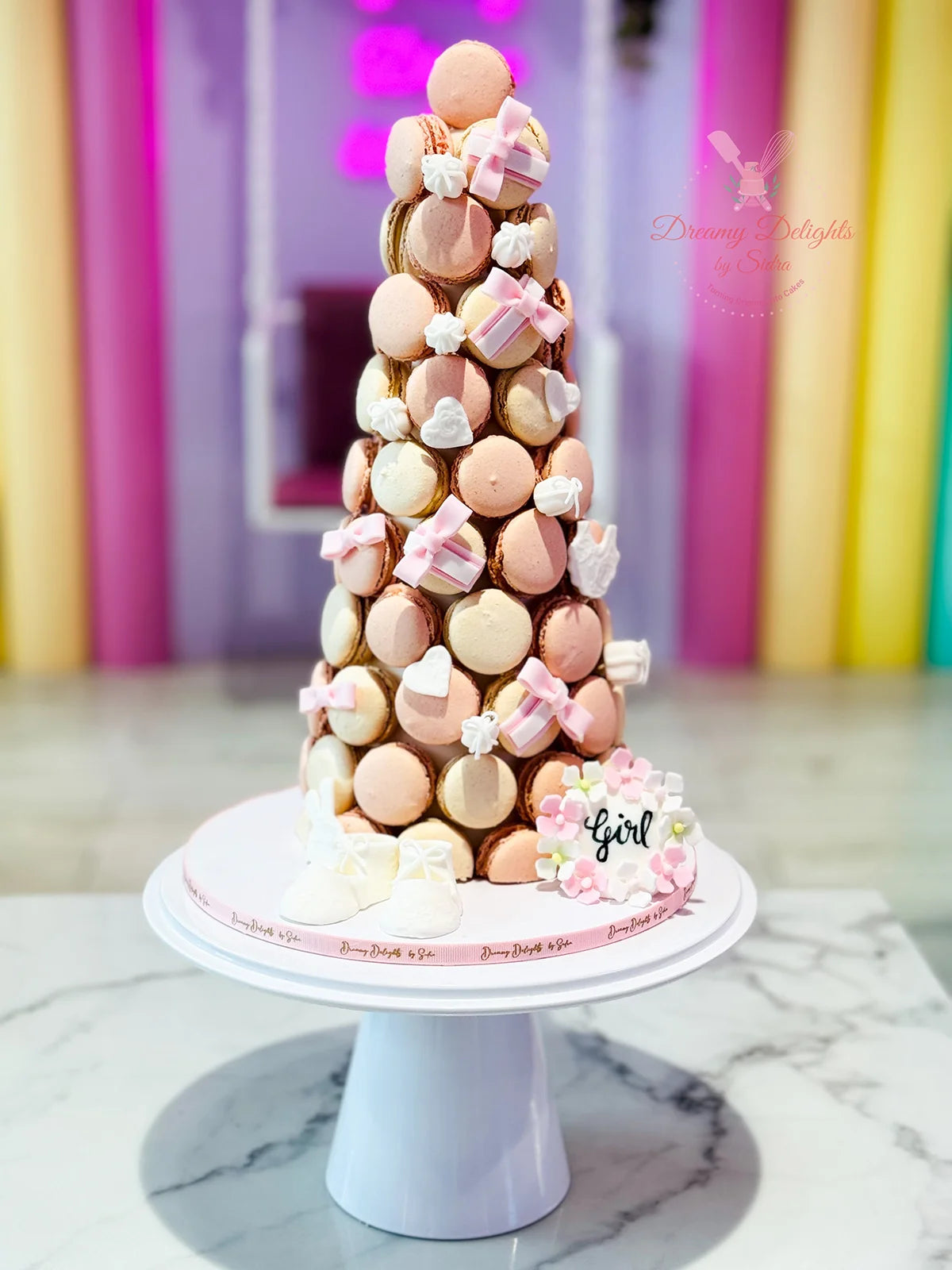 Baby shower macaron tower