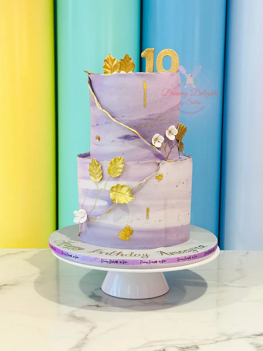 Purple Marble Cake With Flower