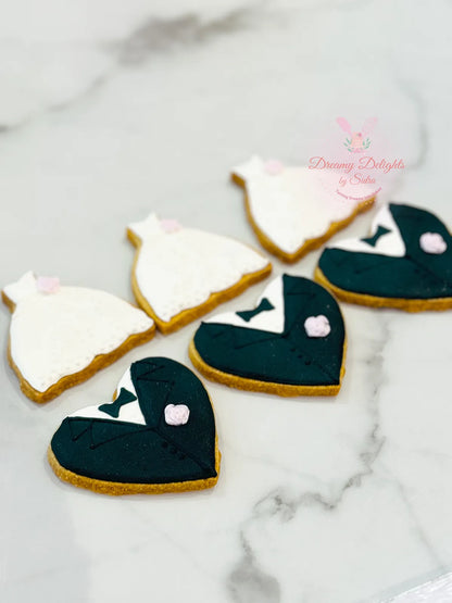 Elegant Bride & Groom Cookies for Weddings