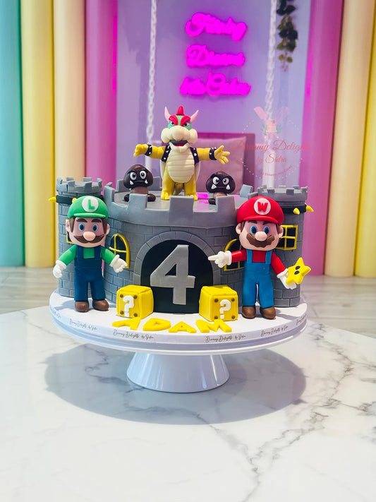 Mario and Bowser Castle Cake