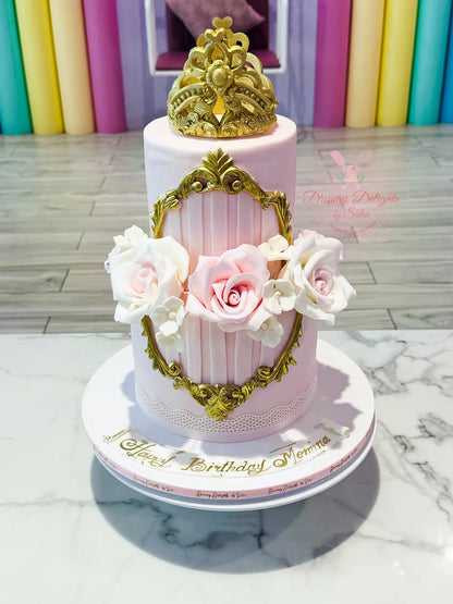 Crown and Flowers Cake