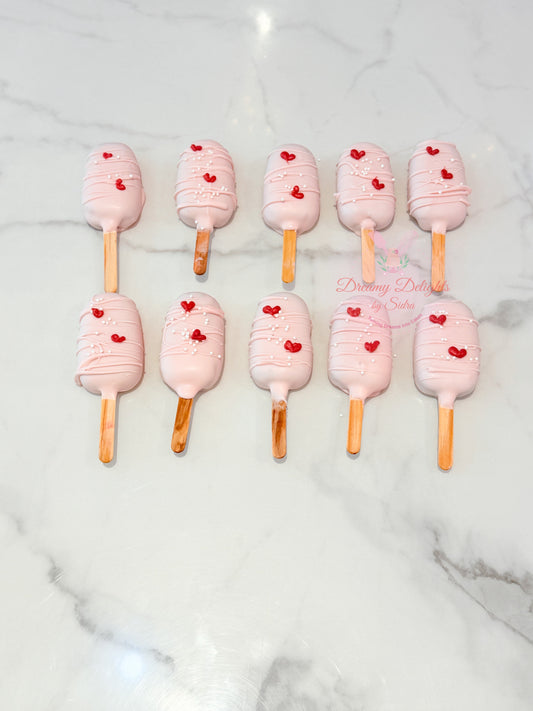 Pink Heart Cakesicles