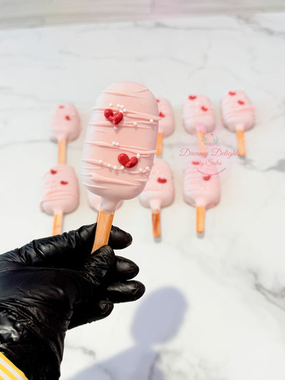 Pink Heart Cakesicles